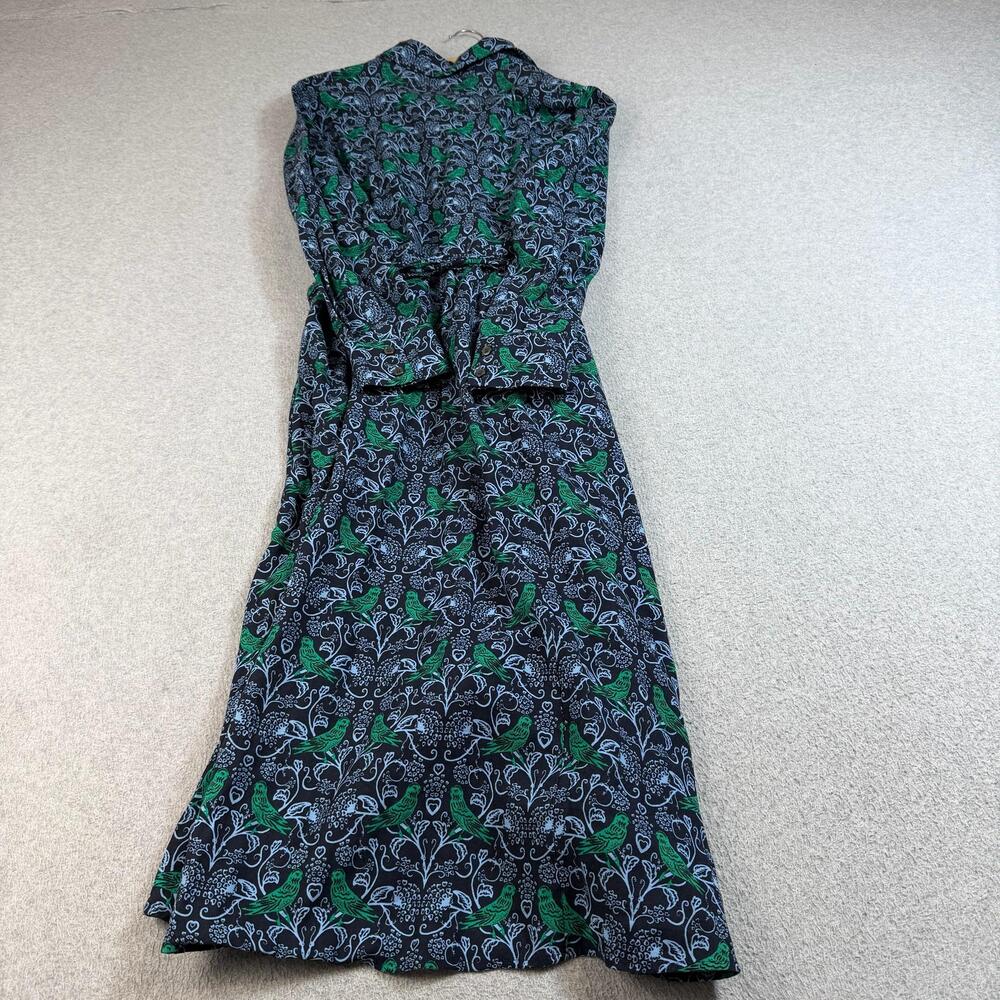 Boden Dress Womens 12R UK 16R Blue Bird Floral Shirt Maxi Jersey Boho Twee Long - Picture 2 of 9